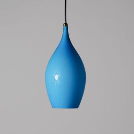 Italienische Hängelampe aus blauem Glas