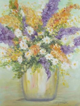 Blomster fra haven lilla mm 40x30 cm - Solgt