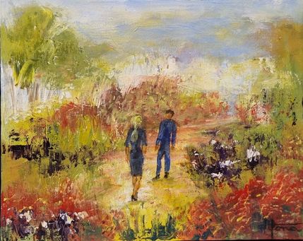 Meeting in landscape 30x40 i sølvramme