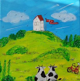 431. Vennebjerg kirke med køer