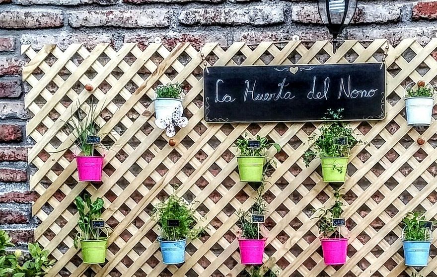 Treillage para Muro Decorativo, incluye 16 plantas a tu elección en macetas de colores, medidas 2mts x 1.2cm, Instalacion GRATIS en RM. Valor $140mil. Contacto +56999390065