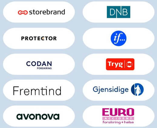 Logoer fra forsikringsselskaper med avtale hos Gard Fysikalske – enkel tilgang til fysioterapi i Haugesund