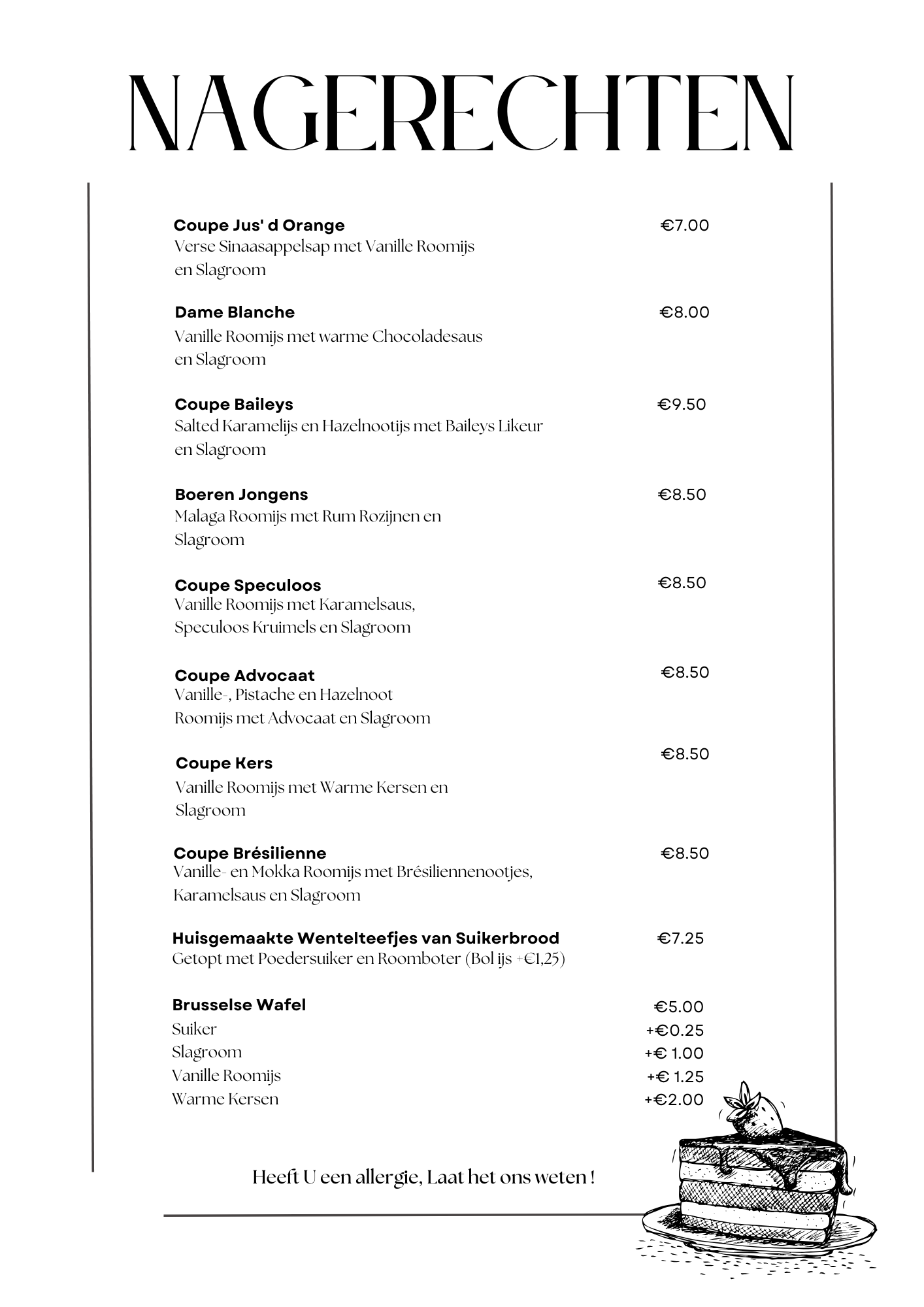 Afbeelding van het nagerechten menu van de Gastronoom