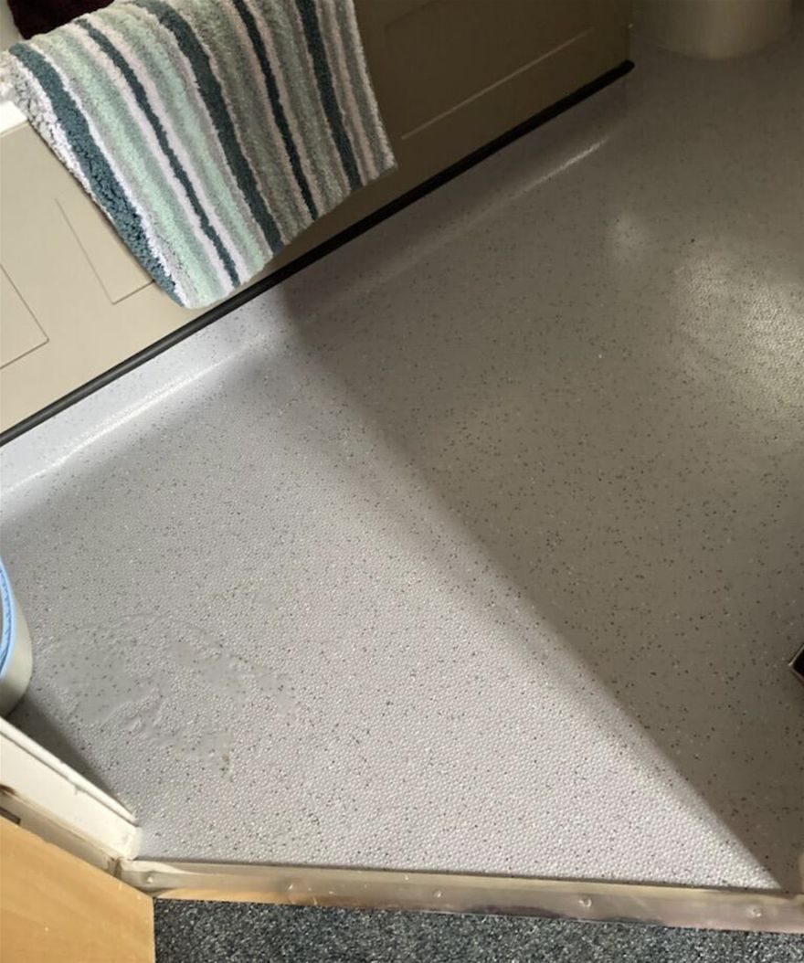 the new bathroom floor from my bedroom - well done Gary!