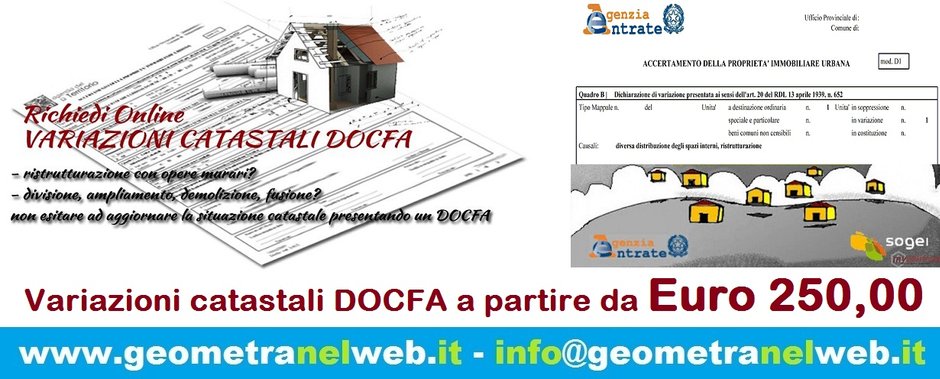 Docfa Variazione catastale: Costo Docfa geometra online