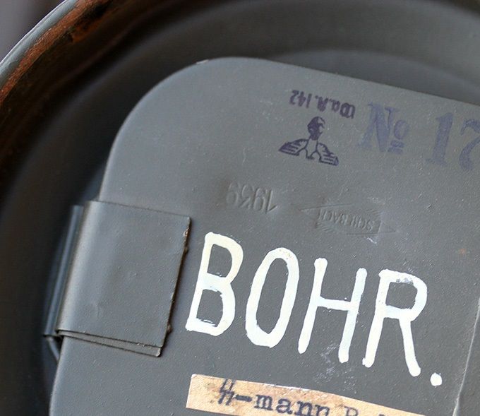 Naming on the inside of a German gas mask canister SS-mann 