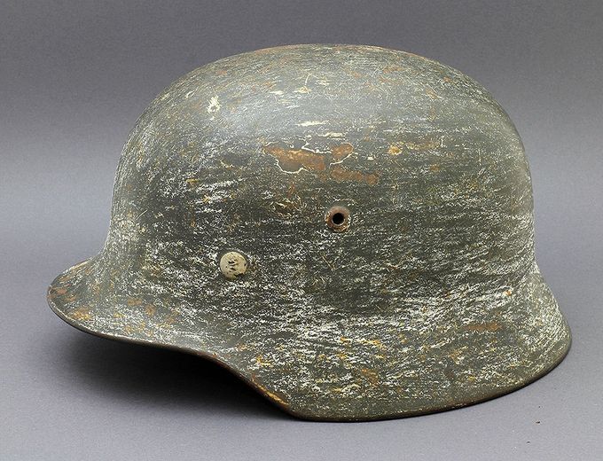 M35 ET64 with dark gray light textured paint and whitewash on top. Most of the whitewash has either been period-removed or worn off.