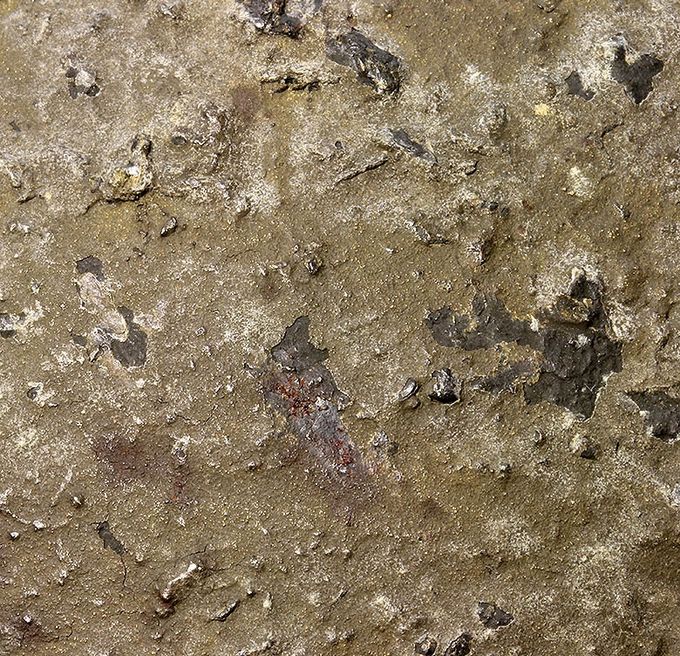 The paint structure of the M40 helmet above. Very rough and thick paint structure with woodchips and sawdust.