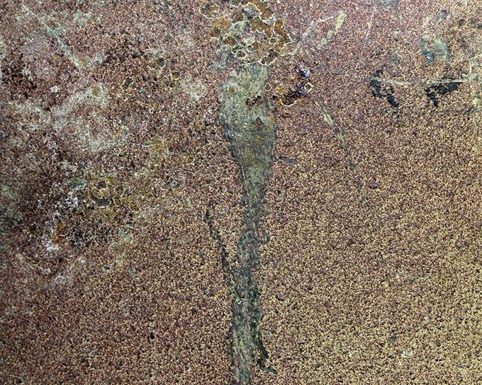 Close-up picture of the wear on the surface.