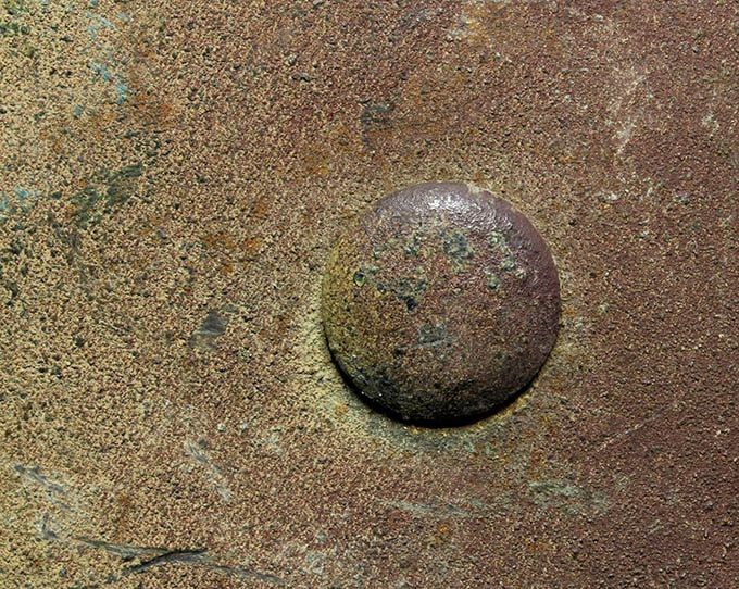 Close-up of one the rivet heads.