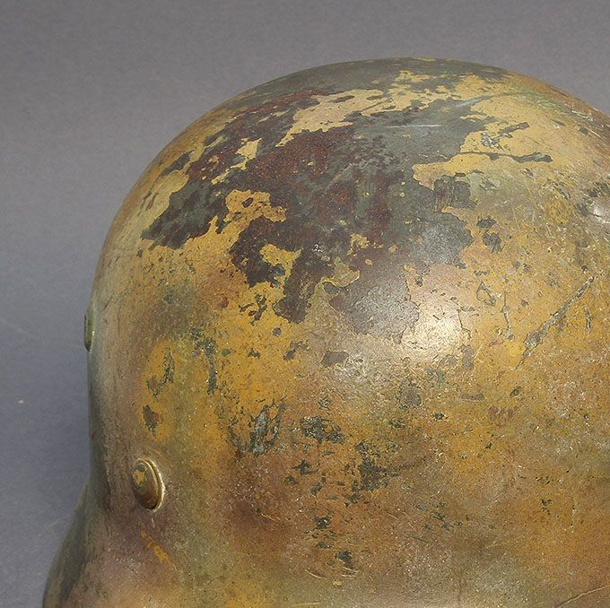 Front view. Notice the heavy wear on top of the helmet.