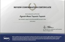 Reconocimiento por el aporte a la Investigación Científica como Revisor en revista Information Q2 con impacto SJR y JCR. 2022