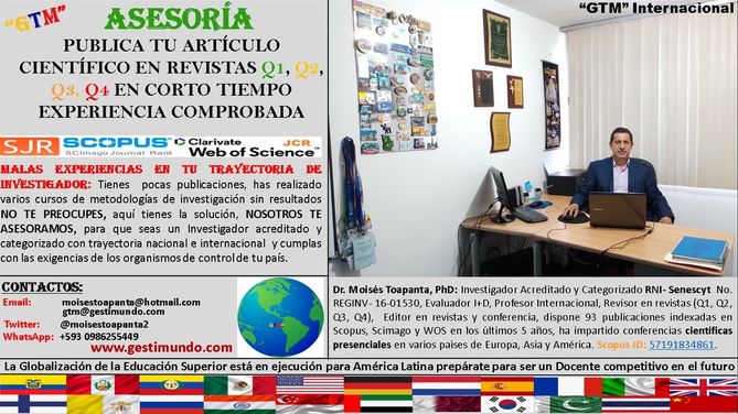 Consultorías y Asesorías para la Producción Científica en Revistas Q1,Q2, Q3, Q4  y Conferencias, indexadas en  Scopus, Scimago y WOS. (2022-2023)