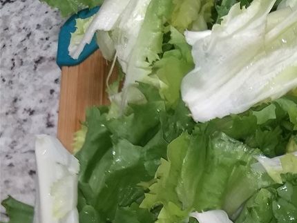 Escarole cleaned, washed and cut