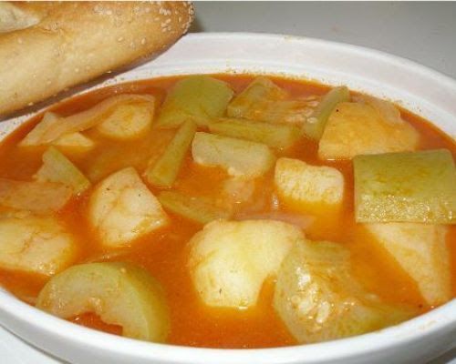 Here it is cooked in a light tomato sauce.