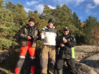 Prispallen fr v Kent B 2:a, Timo H 1:a och Lasse B 3:a