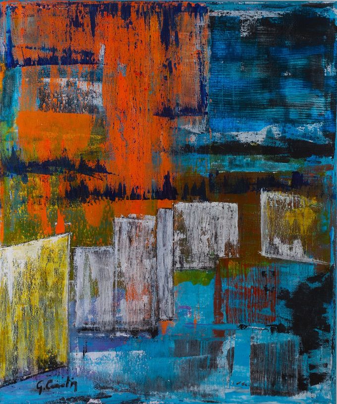 Giulia Cernetig - Tramonto sul Lago, Acrilico su tela 50x60 (Collezione privata)