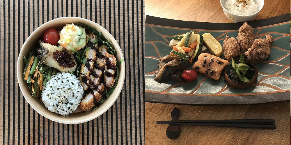 Katsu bento - Karaage & Black garlic zalm bento