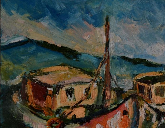 Goran Margetic, Alte Boote (Dalmatien), 1994. Öl auf Leinwand auf Karton kaschiert, 40x50 cm (Foto copyright: freigegeben, Graz,  Privatsammlung Dr. Holasek)