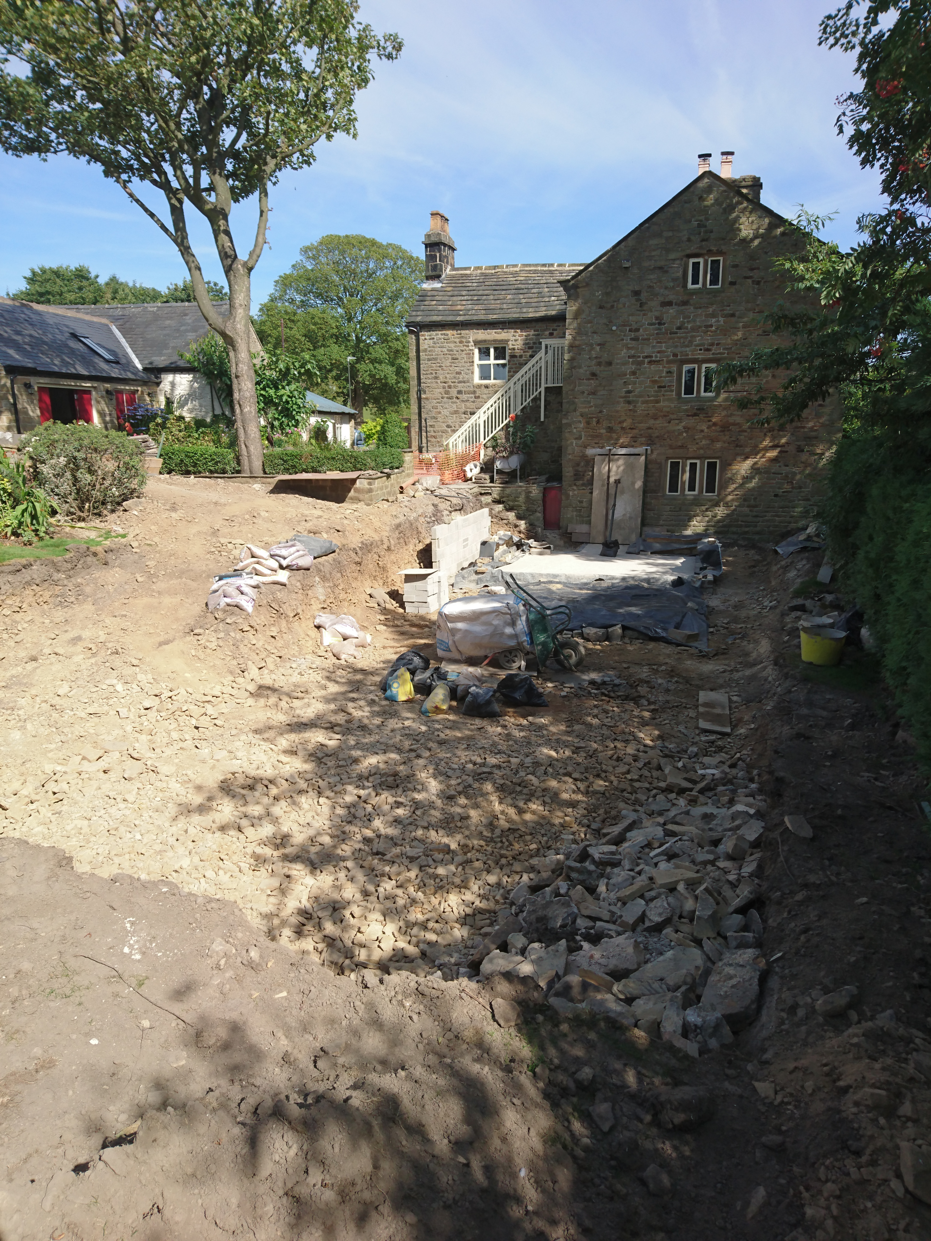 Listed building oak frame extension and landscaping