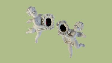 Engle, poly 12 cm med spejl og snor