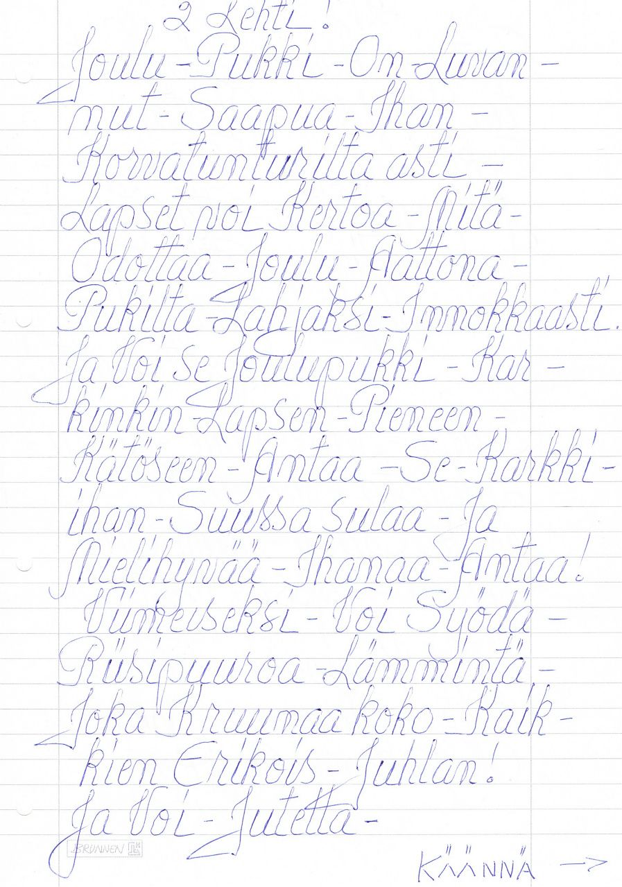 VIERITÄ PALKKIA ALASPÄIN