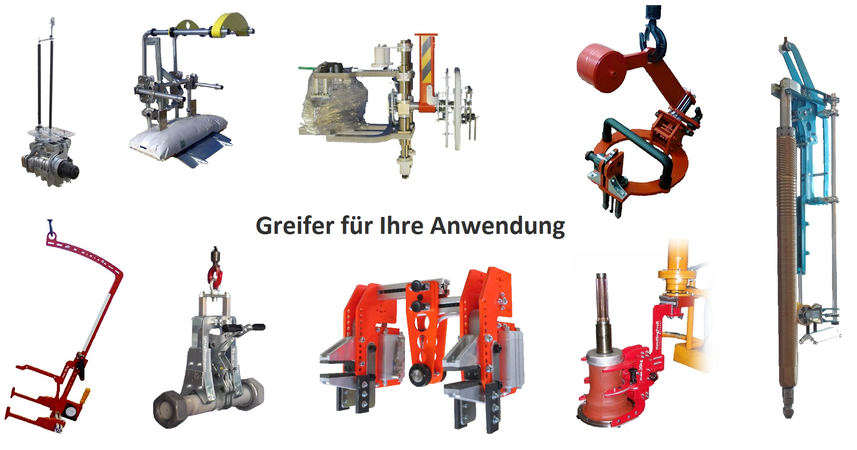 Greifer, Lastaufnahmemittel, Sondergreifer, Sonderlastaufnahmemittel: mechanische Greifer, Parallelgreifer, Zangengreifer