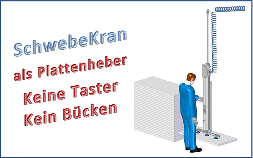 SchwebeKran:plattenförmige Werkstücke,Spanplatten,Türen,Fenster,Glasscheiben,Bleche,Möbelteile,Steinplatten,wenden