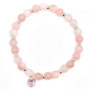 Stretcharmband rosa/silver