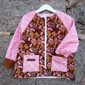 Sara -  jacka sydd av retro tyger. rosa radniga armar med brun och ros