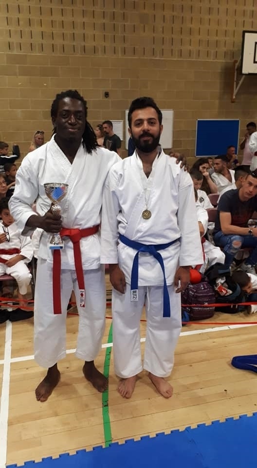 A small team from Harrow went to compete at the Meopham Open in Kent. All the seniors competing came back with a medal. 

Terry - Gold - Kata
Khalid - Silver - Kata
Maria - Silver - Kumite
Sensei Shyam - Silver - Kata