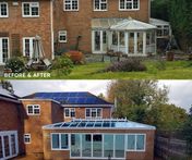 Before & after: Aluminium conservatory with 5-panel bifold door