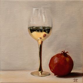 Gold Dipped Glass with Pomegranate