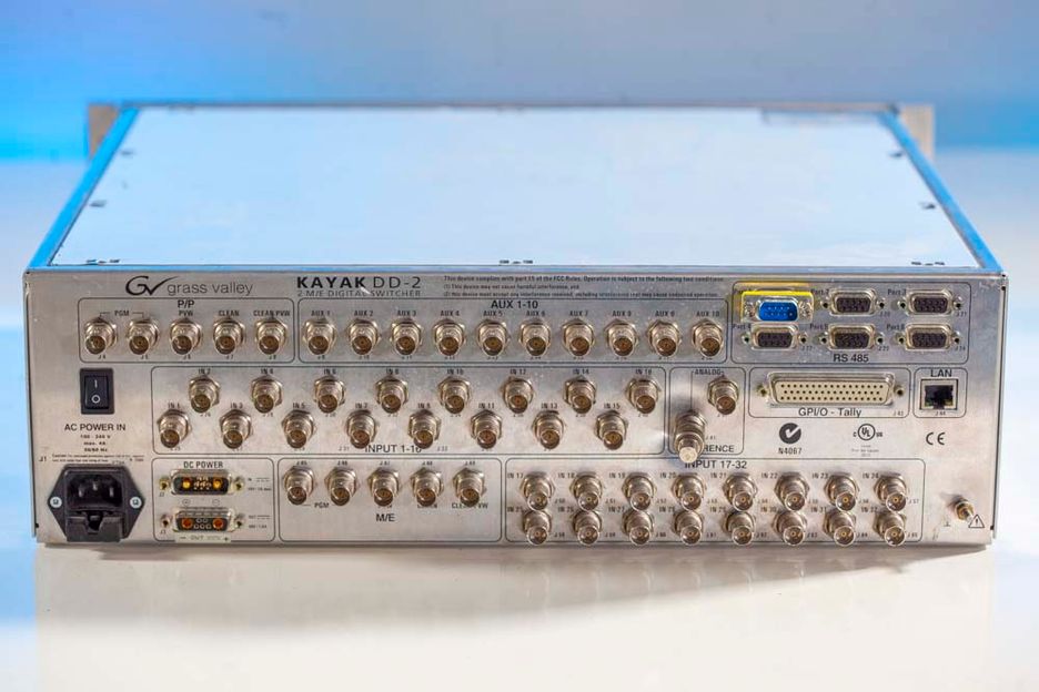 Grass Valley Kayak DD2 M/E Switcher. 
The Grass Valley Kayak DD 2 M/E Digital Switcher is a highly affordable system designed for live production, small studios, and editing applications. It features a compact 3 RU design, fully digital 10-bit video processing, and low power consumption. The system ...