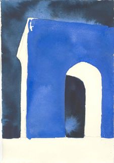 Serie: Les Grands Bâtiments, 2024, aquarel, 30 x 21 cm.