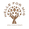 Logo for Helle For Mig - HFM Psykoterapi, med to hænder, der holder et stiliseret træ, symboliserende vækst, støtte og balance i livet.