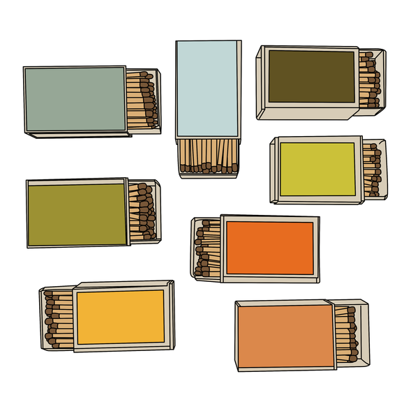 Matchboxes aligned