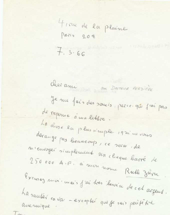 lettre UNICA ZURN à  Ferdière ?