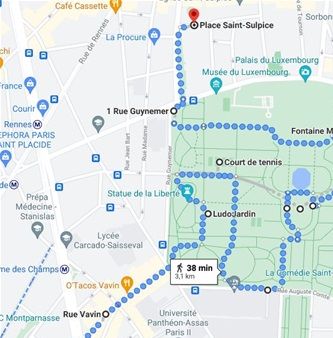 Plan Promenade Paris Jardin du Luxembourg et Saint-Sulpice
