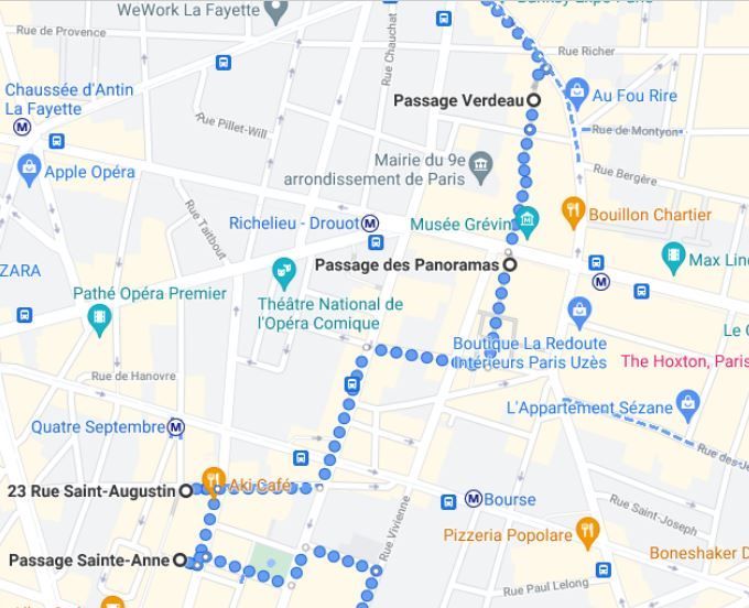 plan itinéraire promenade Paris passages couverts