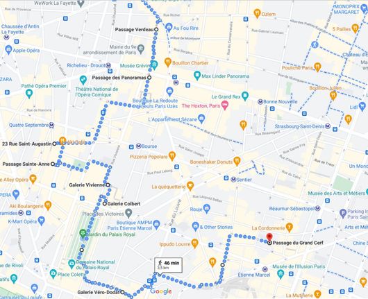 Stroll Paris covered passages map detailed itineraryle