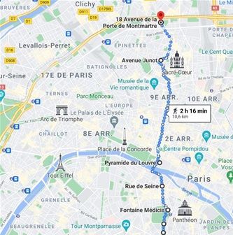 Map Stroll across Paris along Meridian line