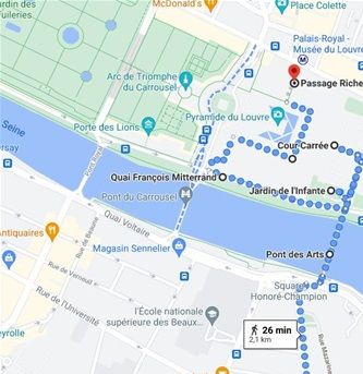 Plan promenade méridien Paris Saint-Germain au Louvre