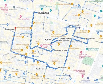 Stroll Paris Sentier district detailed itinerary