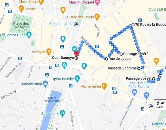 Map stroll faubourg Saint-Antoine Bastille