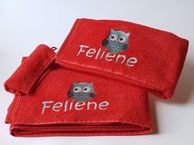 set handdoeken communie met naam en uil