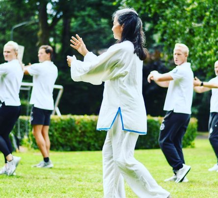 Marcela Astete giving a tai chi class Marcela Astete giving a tai chi class