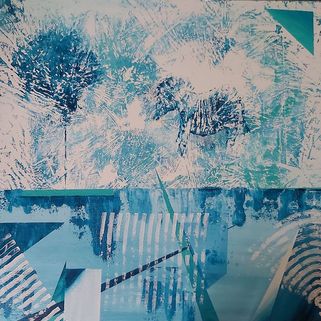 Titel; Zebra in blauw / Nu € 125,=