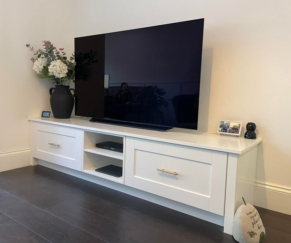 White built in TV media unit