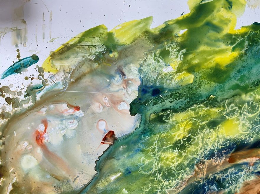 Green Wave   18 x 22 on Yupo watercolor